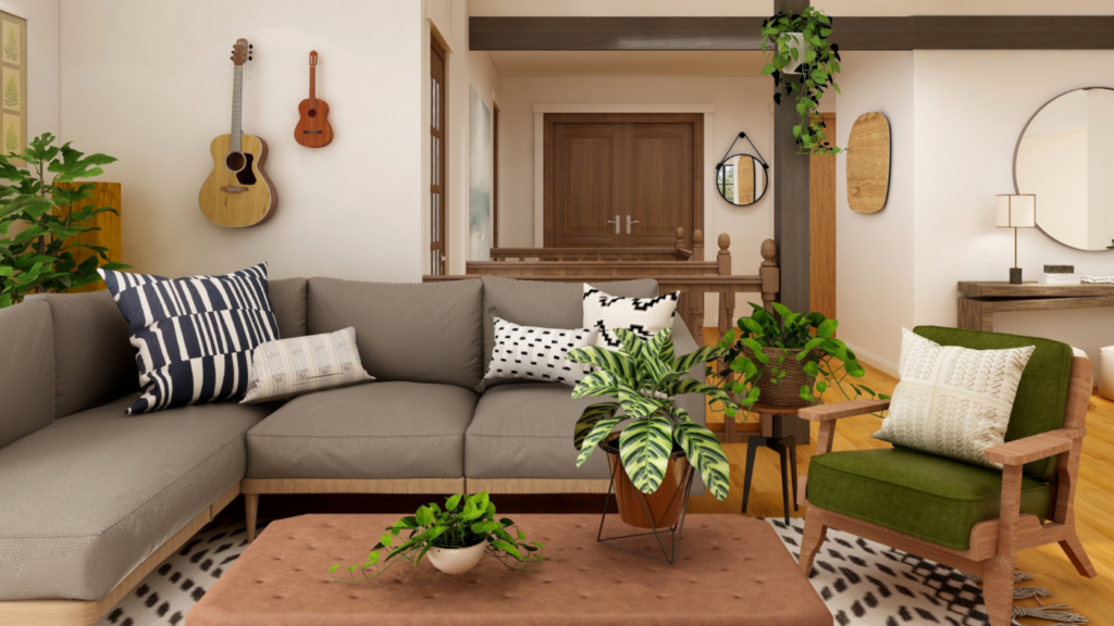 living room design with nature colors.